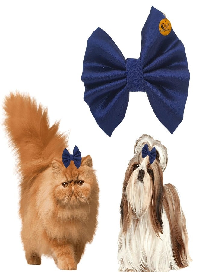 Sage Square Pet Hair Clips | Handmade Bow for Dogs & Cats | Stylish Topknot Bow | Luxry Pet Grooming Accessory | Fancy Hair Bow for Weddings, Festivals & Birthdays | Perfect for Gifting (Blue) - Image 1